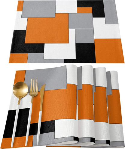 Abstract Purple Black Grey Patchwork Placemat Set