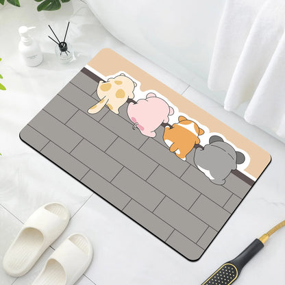 Cartoon Diatomaceous Mud Bathroom Mat Soft Absorbent Non-Slip Floor Rug Toilet Sink Bedroom Carpet Home Decor