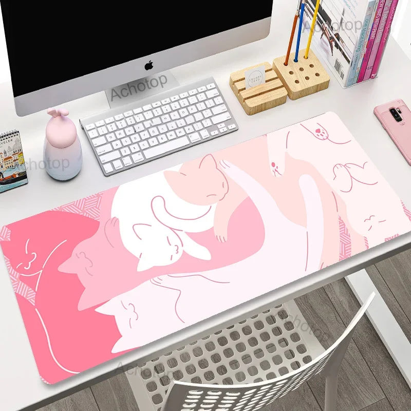 Cute Anime Cat Extended Gaming Desk Mat