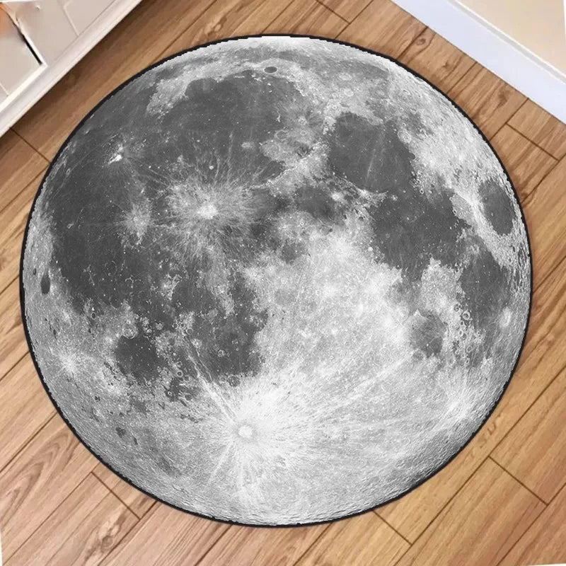 Moon print round non-slip area rug