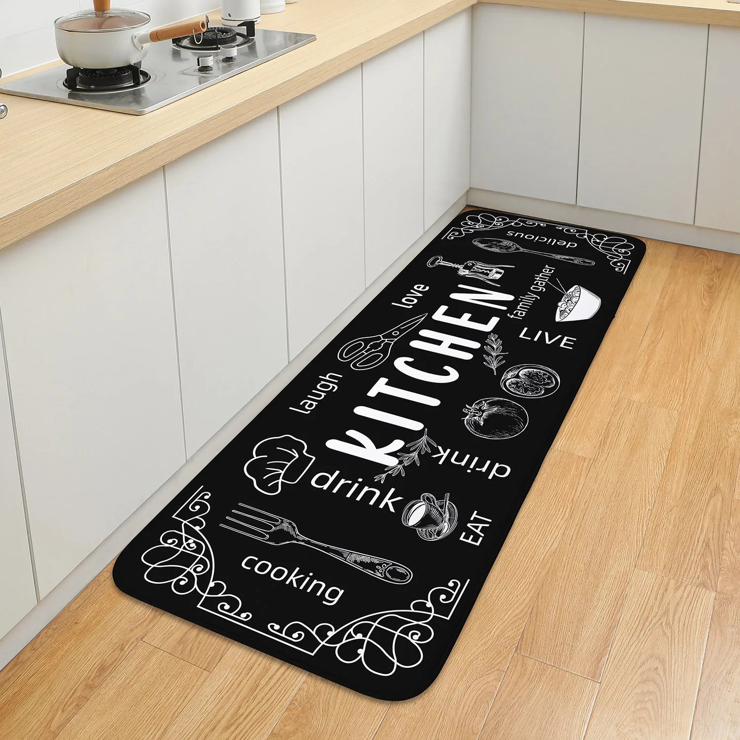 VIKAMA Kitchen Carpet Washable Non-Slip Absorbent Floor Mat Bathroom Door Mat Room Home Decor Rug