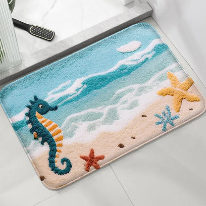 Flannel Absorbent Floor Mat Soft Non-Slip Modern Bathroom Washbasin Shower Room Carpet Home Decor