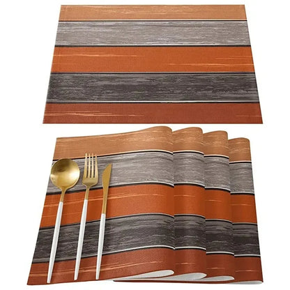 4/6/8pcs Vintage Wood Grain Placemat Set
