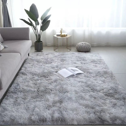 Large pink fluffy children’s area rug