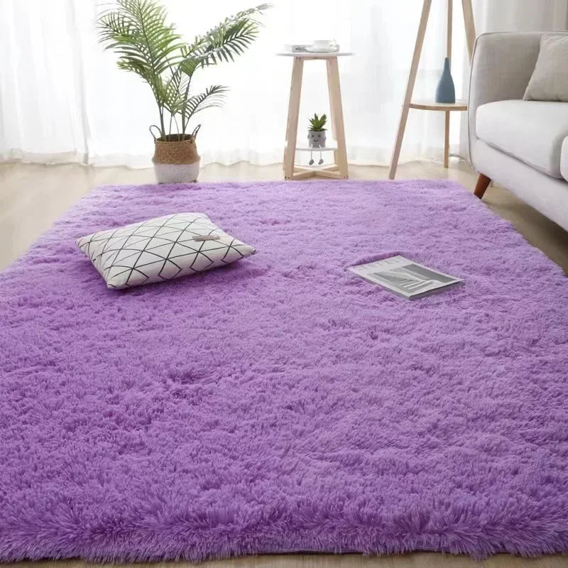 VIKAMA Minimalist Solid Color Shaggy Fluffy Area Rug
