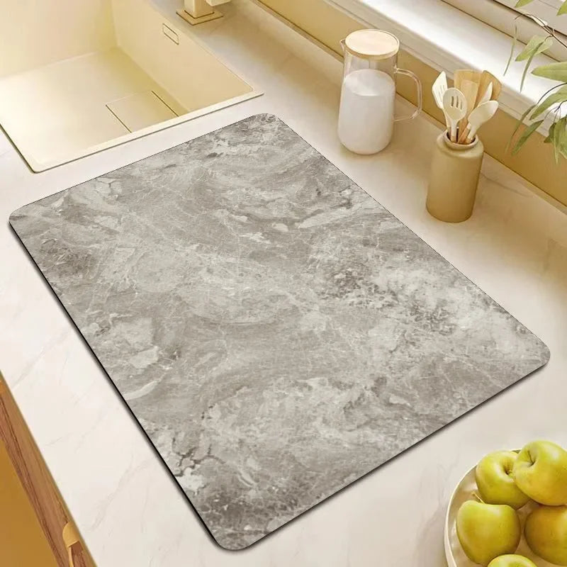 VIKAMA Marble Kitchen Drainage Mat Quick-Dry Absorbent Anti-Slip Dish Drying Pad
