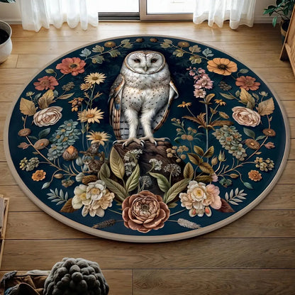 Boho Cockatoo Floral Round Rug