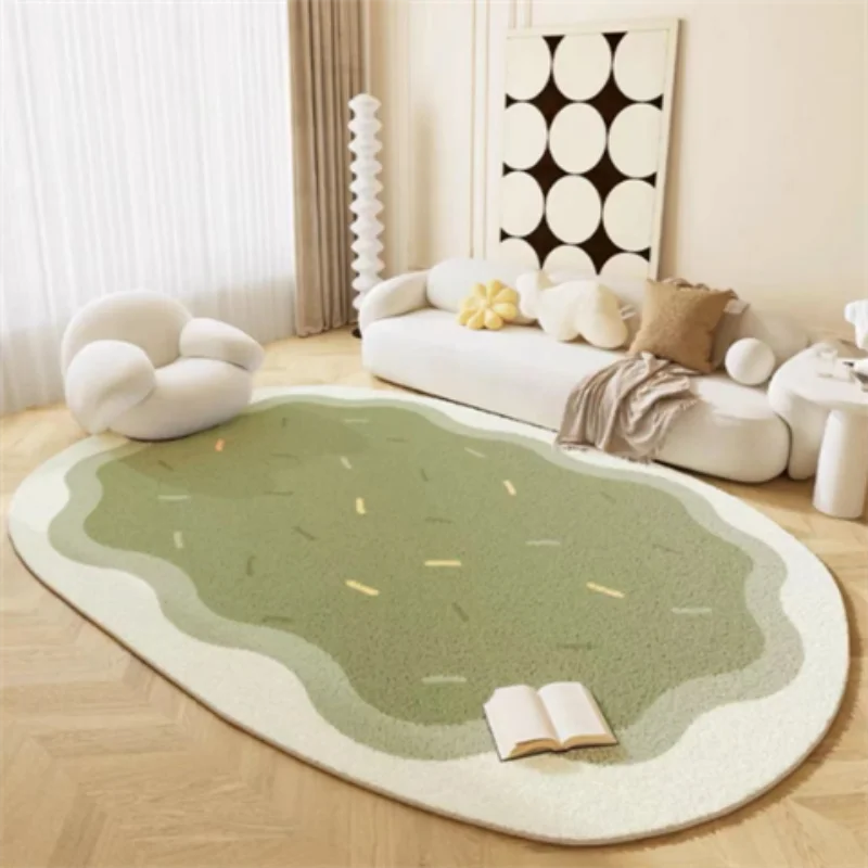 VIKAMA Pink Faux Cashmere Rug Irregular Soft Non-Slip Bedside Bedroom Floor Mat Home Decor