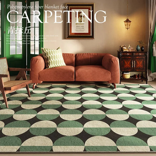 VIKAMA French Vintage Large Area Living Room Carpet Stain-Resistant Non-Slip Bedroom Floor Mat