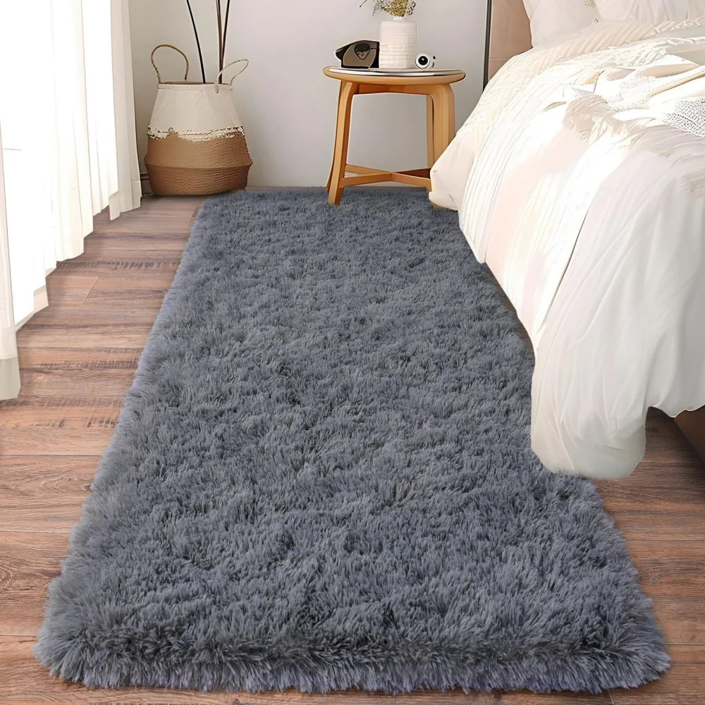 VIKAMA Ultra-Soft Running Rug Non-Slip Fluffy Bedroom Hallway Bedside Carpet