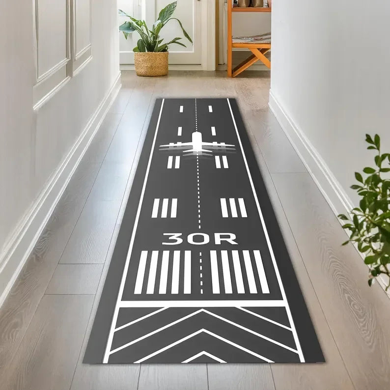 Runway Aviation Airport Track Design Area Rug