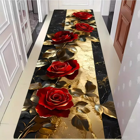Classical Gold Floral Luxury Area Rug