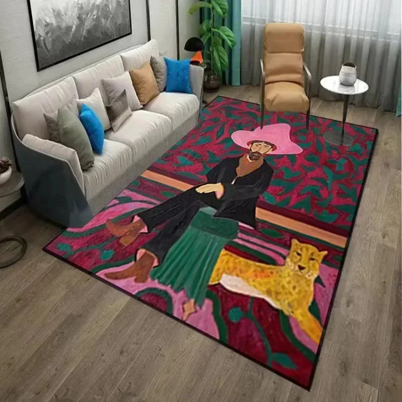 VIKAMA Retro Abstract Crystal Pile Rug Soft Living Room Bedroom Sofa Floor Mat Home Decor