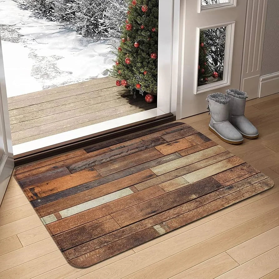 Wooden Print Welcome Anti-Slip Door Mat