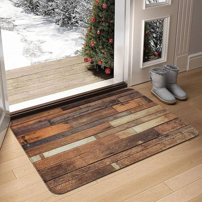 Wooden Print Welcome Anti-Slip Door Mat