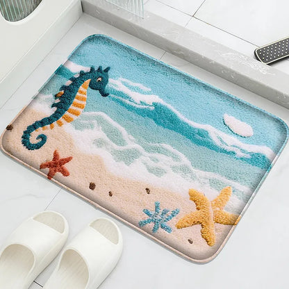 Flannel Absorbent Floor Mat Soft Non-Slip Modern Bathroom Washbasin Shower Room Carpet Home Decor