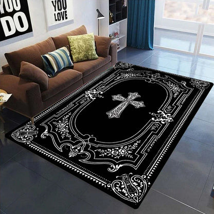 Gothic Black White Vintage Area Rug
