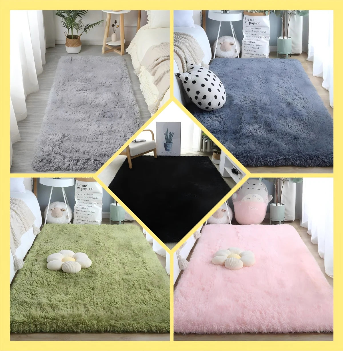 VIKAMA Scandinavian Wool Rug Soft Washable Living Room Bedroom Office Kids Carpet Home Decor