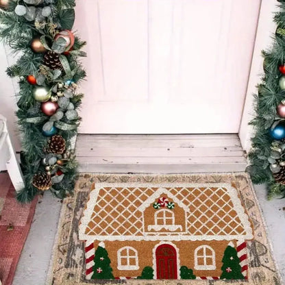 VIKAMA Christmas Gingerbread House Shaped Soft Microfiber Area Rug