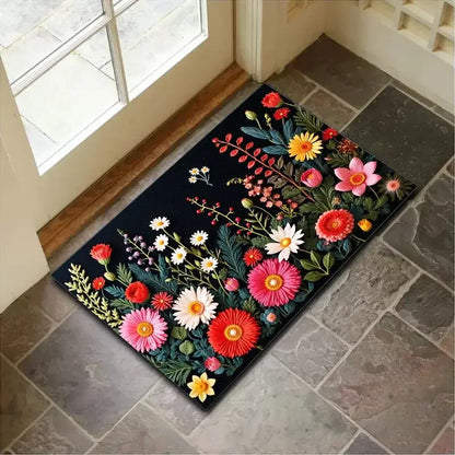 VIKAMA 3D Floral Non-Slip Entrance Mat