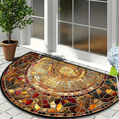 Crystal Velvet Semi-Circle Non-Slip Doormat