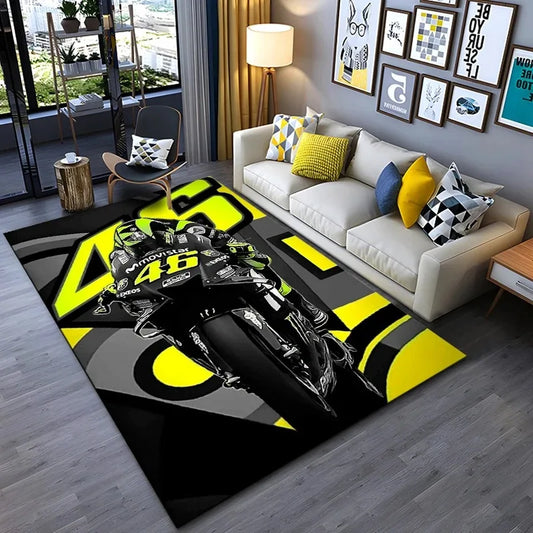 The Doctor Cartoon Yellow Racing Theme Carpet Mat Number 46 Living Room Bedroom Rug Home Decoration