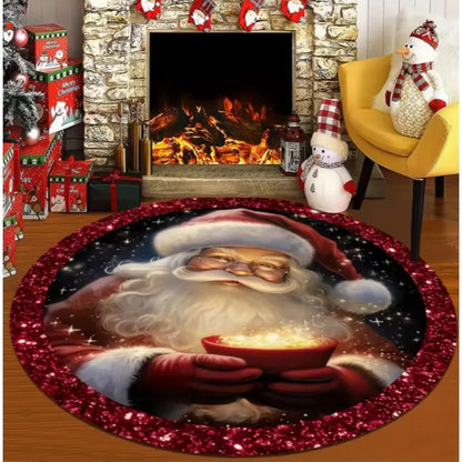 Christmas Santa snowflake circular floor mat