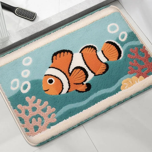 Coconut Tree Bathroom Anti-Slip Floor Mat Shower Room Absorbent Small Carpet Washbasin Rug Home Decor