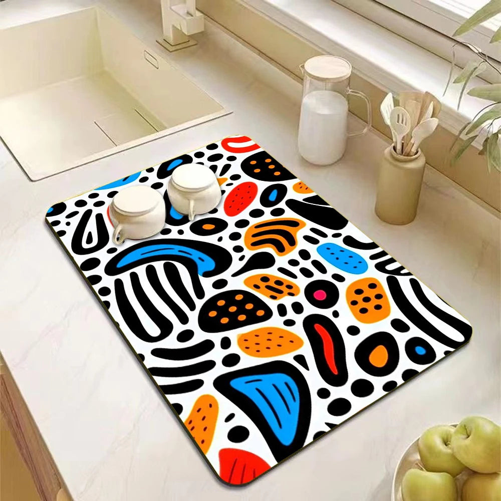 Non-slip absorbent kitchen drying mat