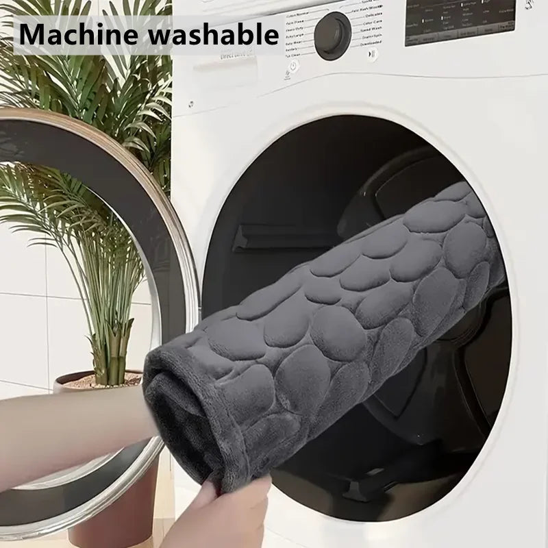3D Cobblestone Embossed Bathroom Mat Non-Slip Absorbent Machine Washable Quick Dry Bath Door Floor Mat