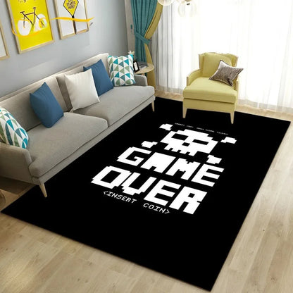 Game Controller Neon Carpet Gamepad Symbol Non-Slip Rug Living Room Home Decor “One More Game” Mat