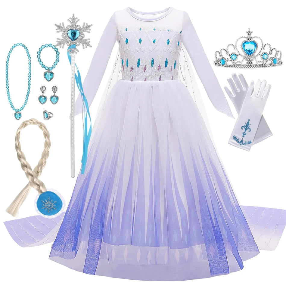 Disney Frozen Elsa Anna Princess Costume Dress For Girls
