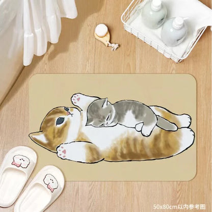 Cute cat quick-dry non-slip bath mat