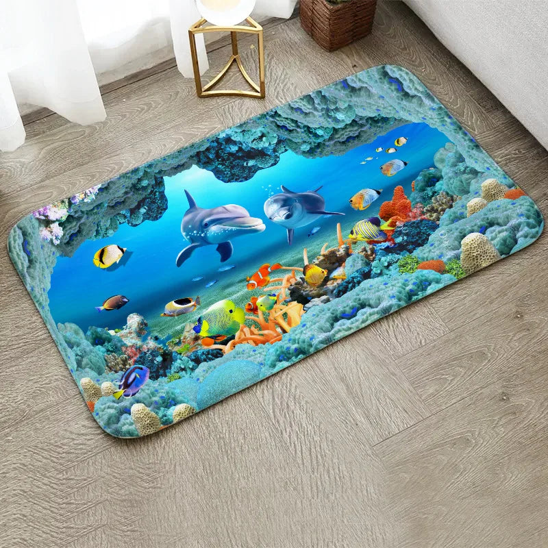 VIKAMA Coastal Ocean Life Non-Slip Doormat