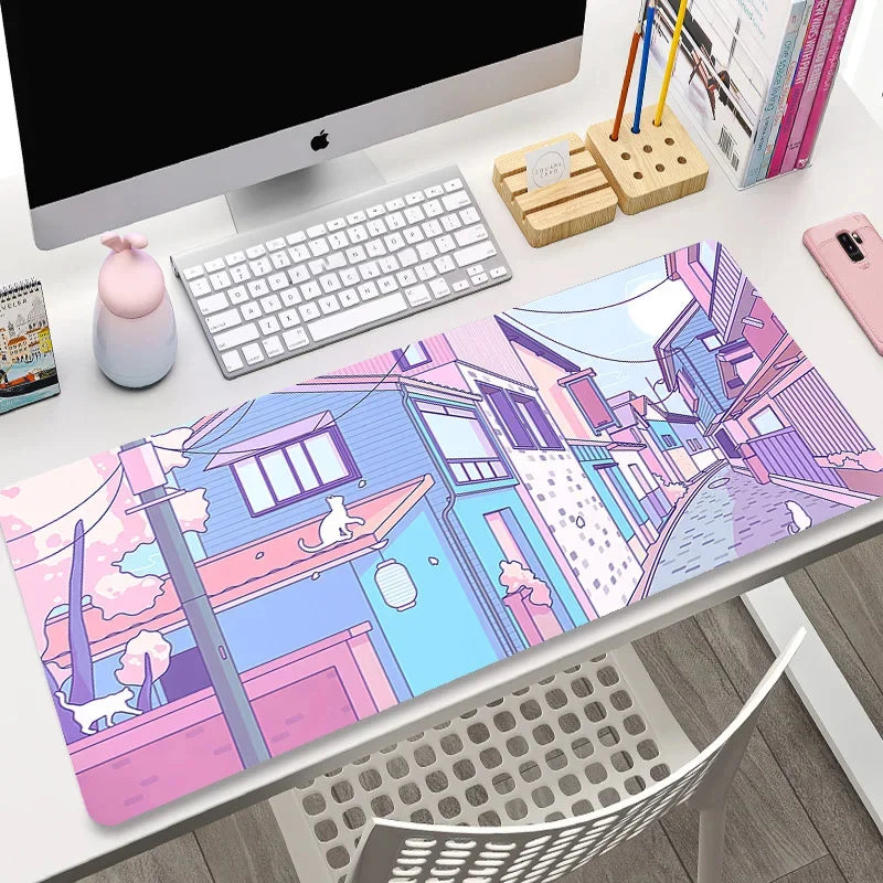 Cute Anime Cat Extended Gaming Desk Mat