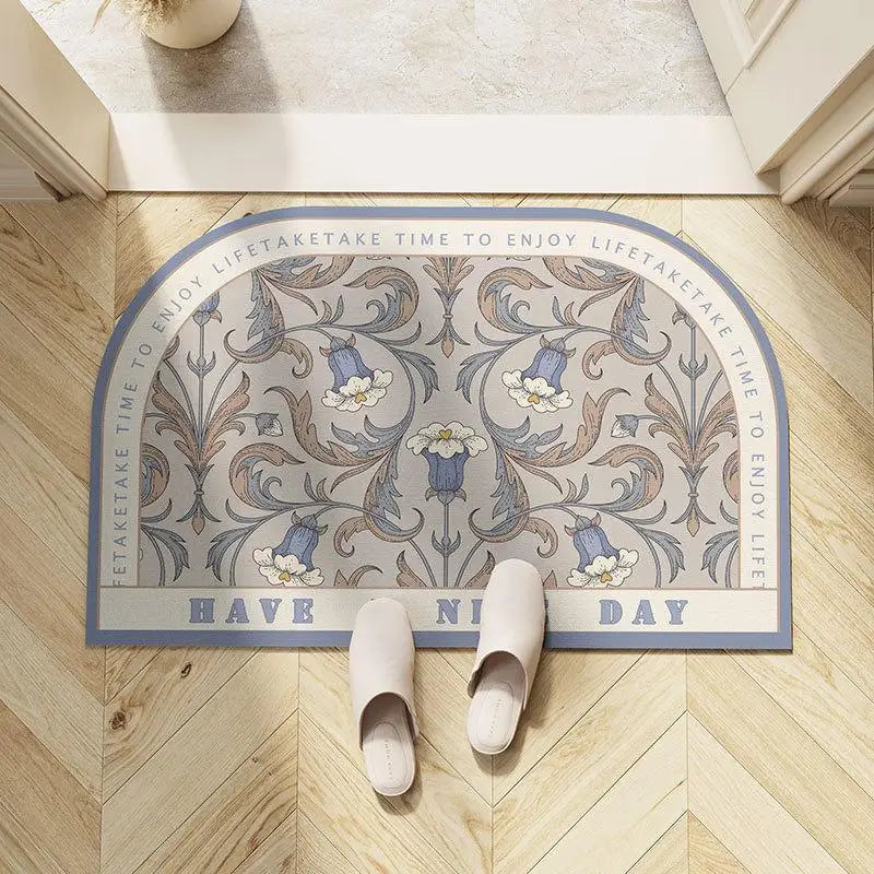 Light Luxury European Floral Bathroom Absorbent Diatom Mud Non-slip Floor Mat Door Mat