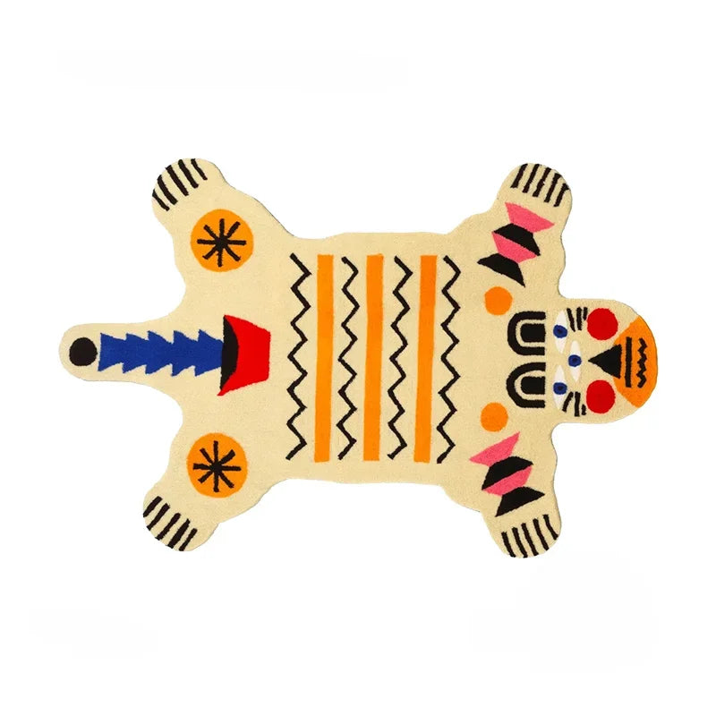 Orange Tiger & Pink Alligator Shaped Cute Decorative Area Rug