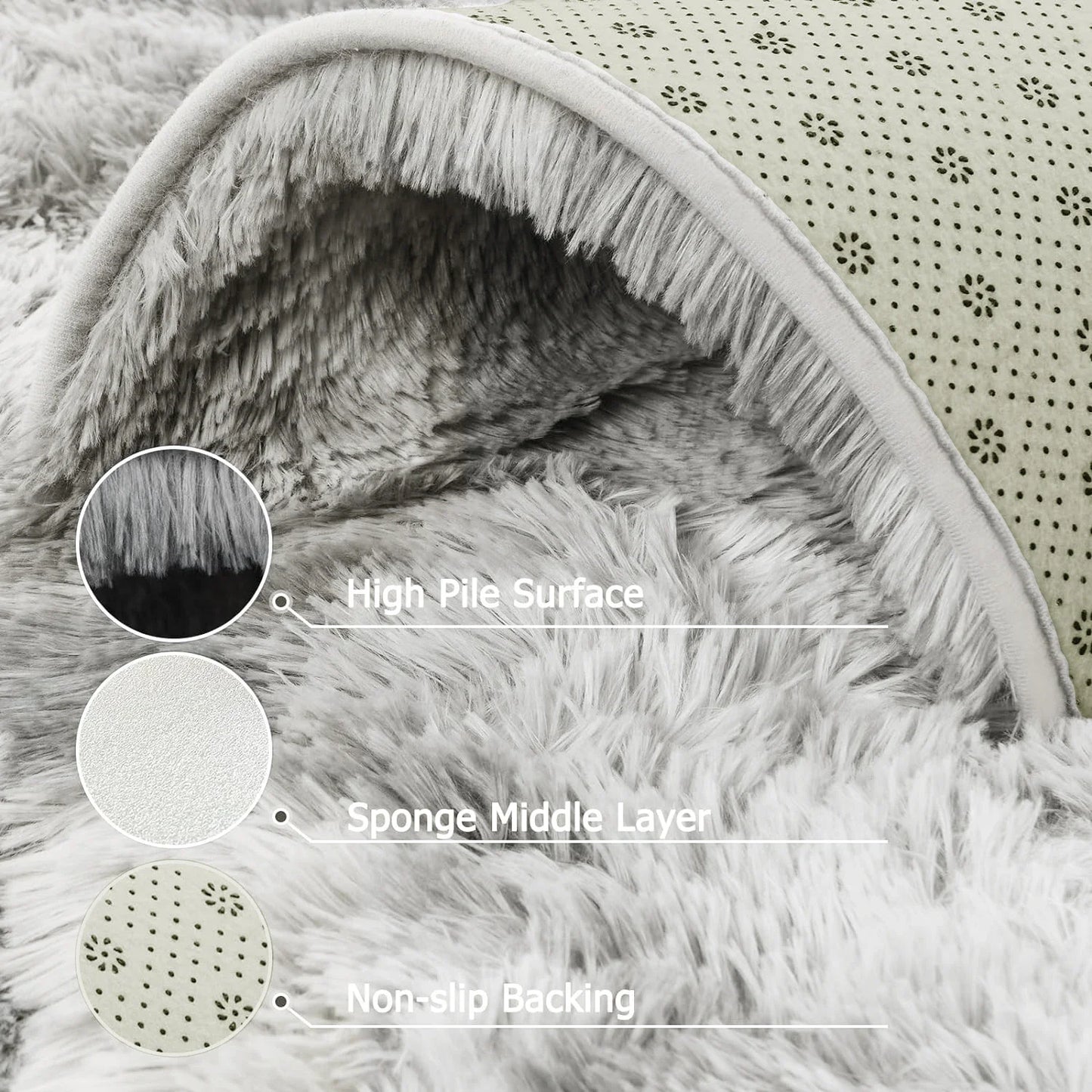 VIKAMA Soft Fluffy Non-Slip Living Room Area Rug