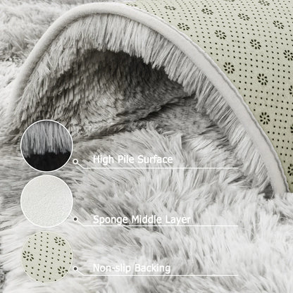 VIKAMA Soft Fluffy Non-Slip Living Room Area Rug