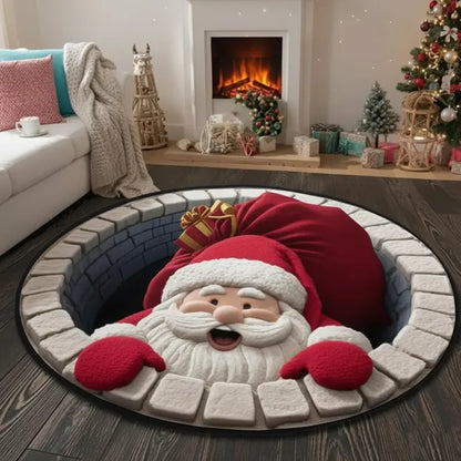 Christmas Santa Printed Rug Welcome Indoor Santa Claus Christmas Rug Door Mat Winter Home Decor Living Room Floor Decoration