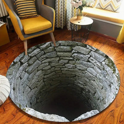 3D abyss hole illusion round rug