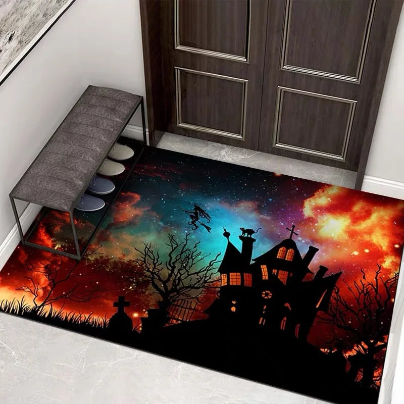 VIKAMA Halloween 3D Sewer Clown Doormat Horror Entry Door Mat Non-Slip Floor Carpet