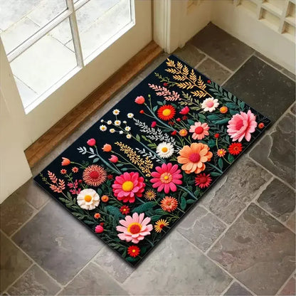 VIKAMA 3D Floral Non-Slip Entrance Mat