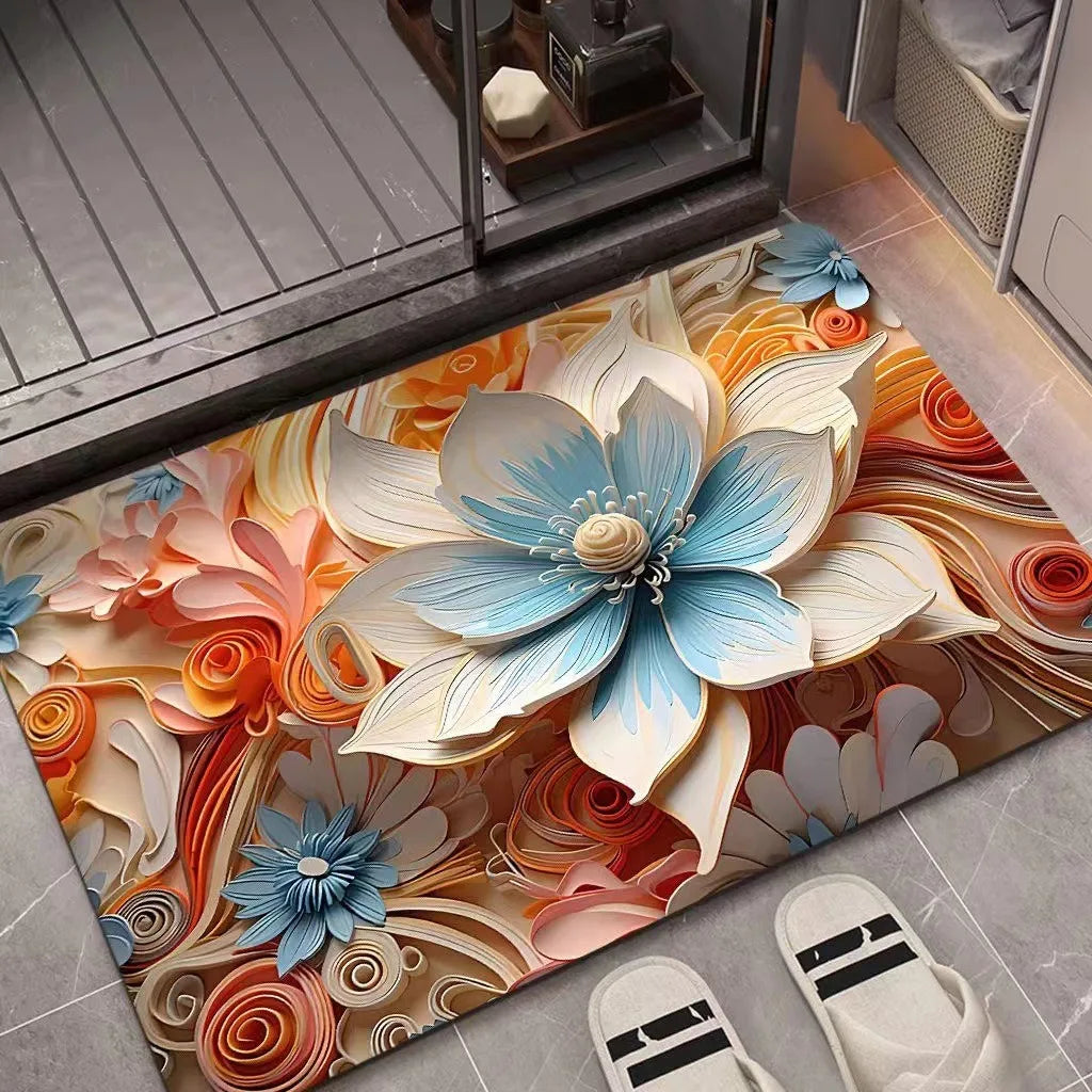 3D Oil Painting Diatomaceous Earth Mat Absorbent Quick-Dry Non-Slip Bathroom Door Floor Rug Home Decor