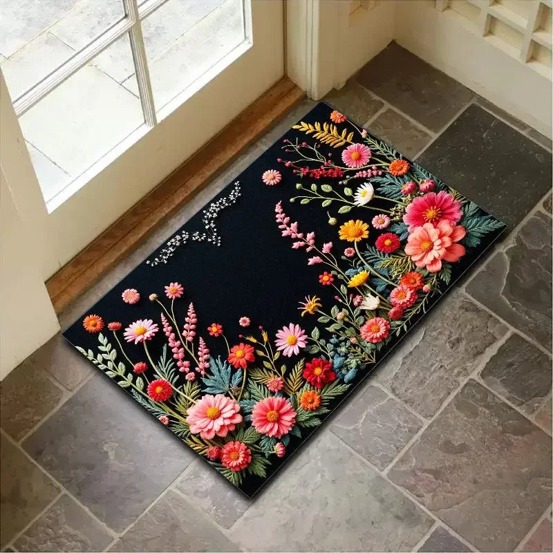 VIKAMA 3D Floral Non-Slip Entrance Mat