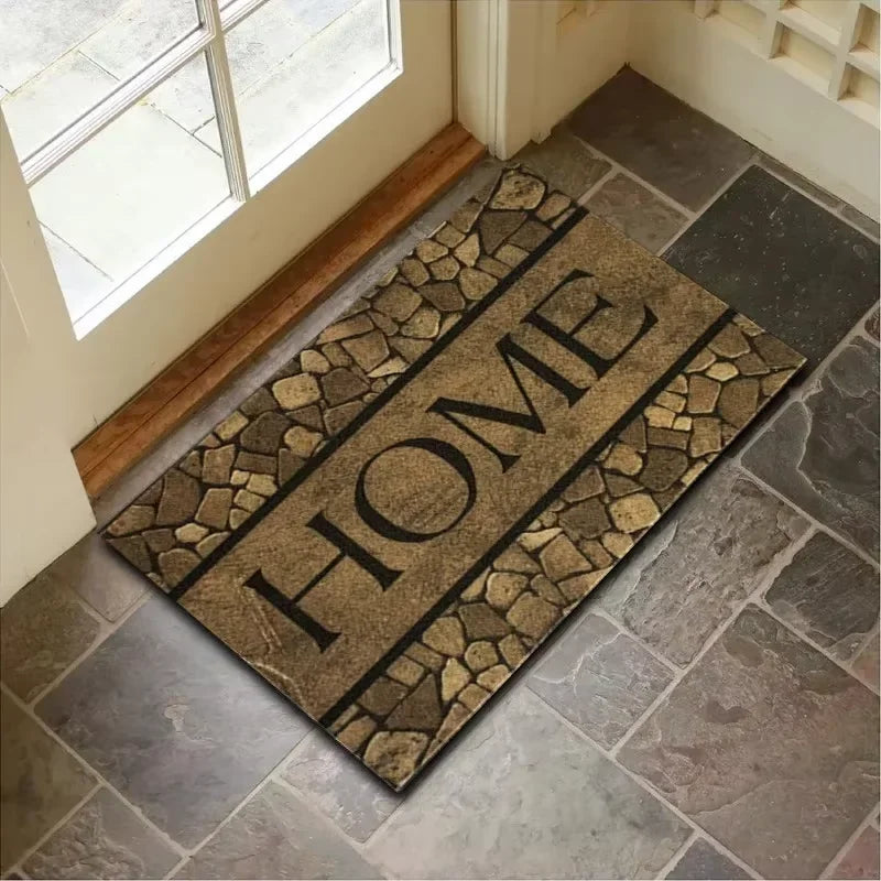 VIKAMA Stone Pattern Welcome Non-Slip Doormat