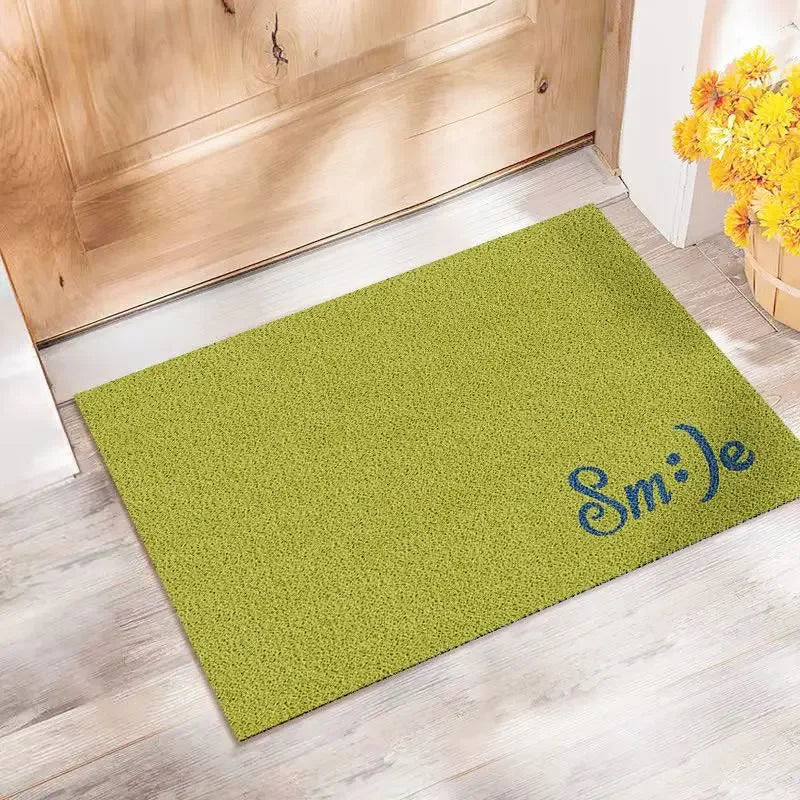 PVC Silk Ring Door Mat Non-Slip Dust Scraper Smiley Face Porch Floor Mat