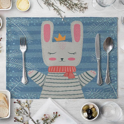 Cute Animal Cotton Linen Kids Placemat Set