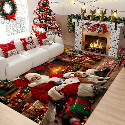 Santa Claus Christmas decorative area rug for living room/bedroom