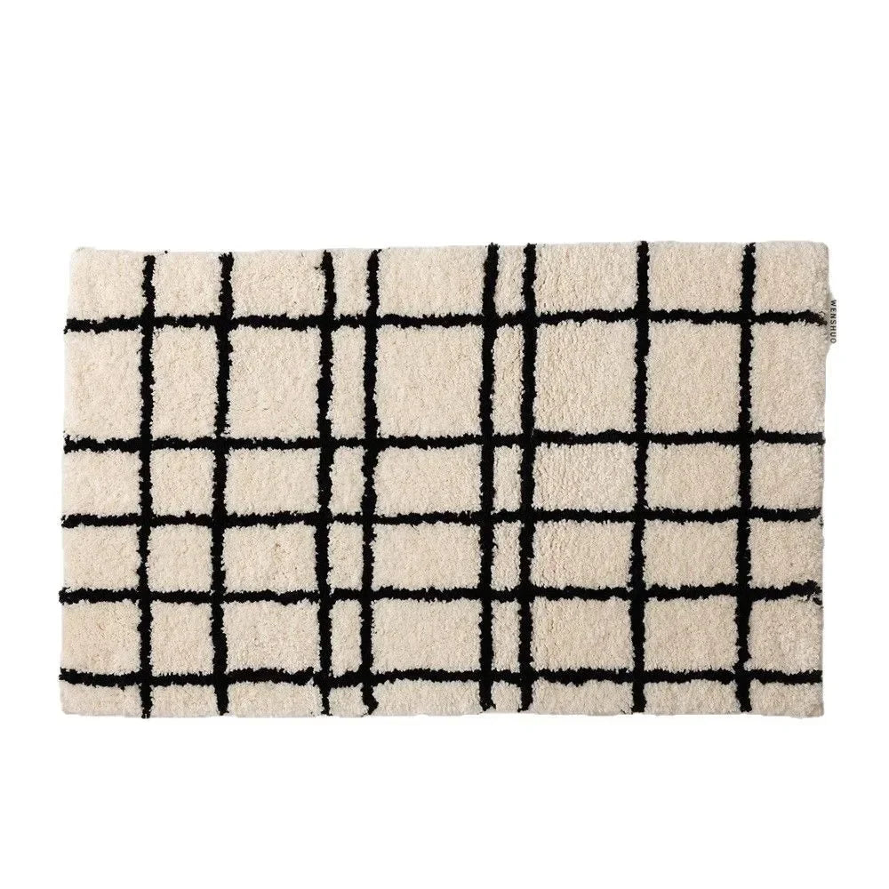 VIKAMA Korean-Style Soft Shaggy Rug: Slip-Resistant, Water-Absorbent, and Washable Bathroom and Entryway Decor Rug